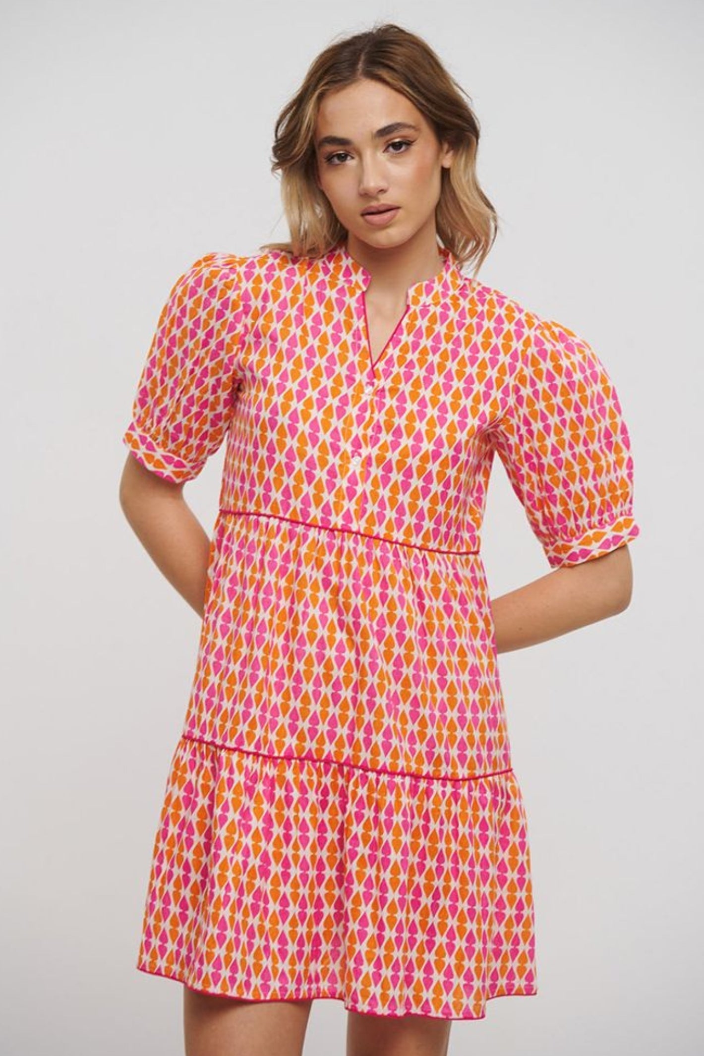 Ble Resort Boho Peach Embroidered Dress main image 1