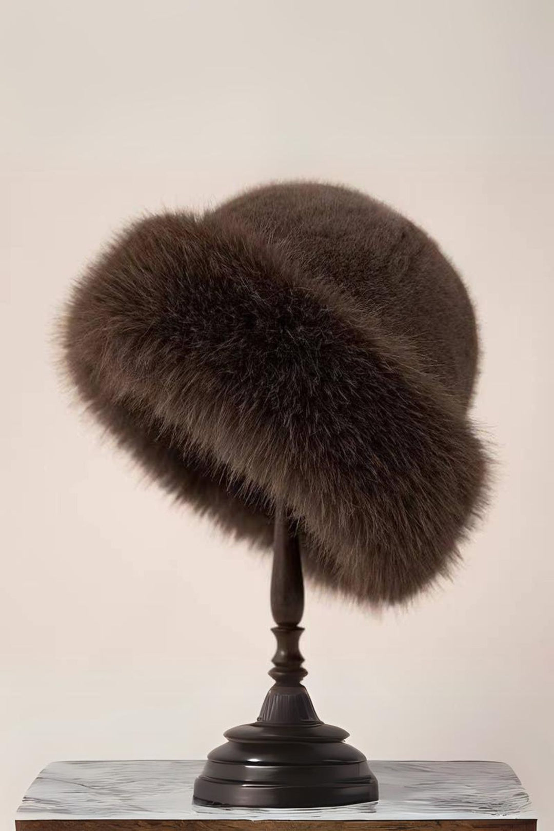 Luxurious Winter Elegance Faux Fur Hat Brown