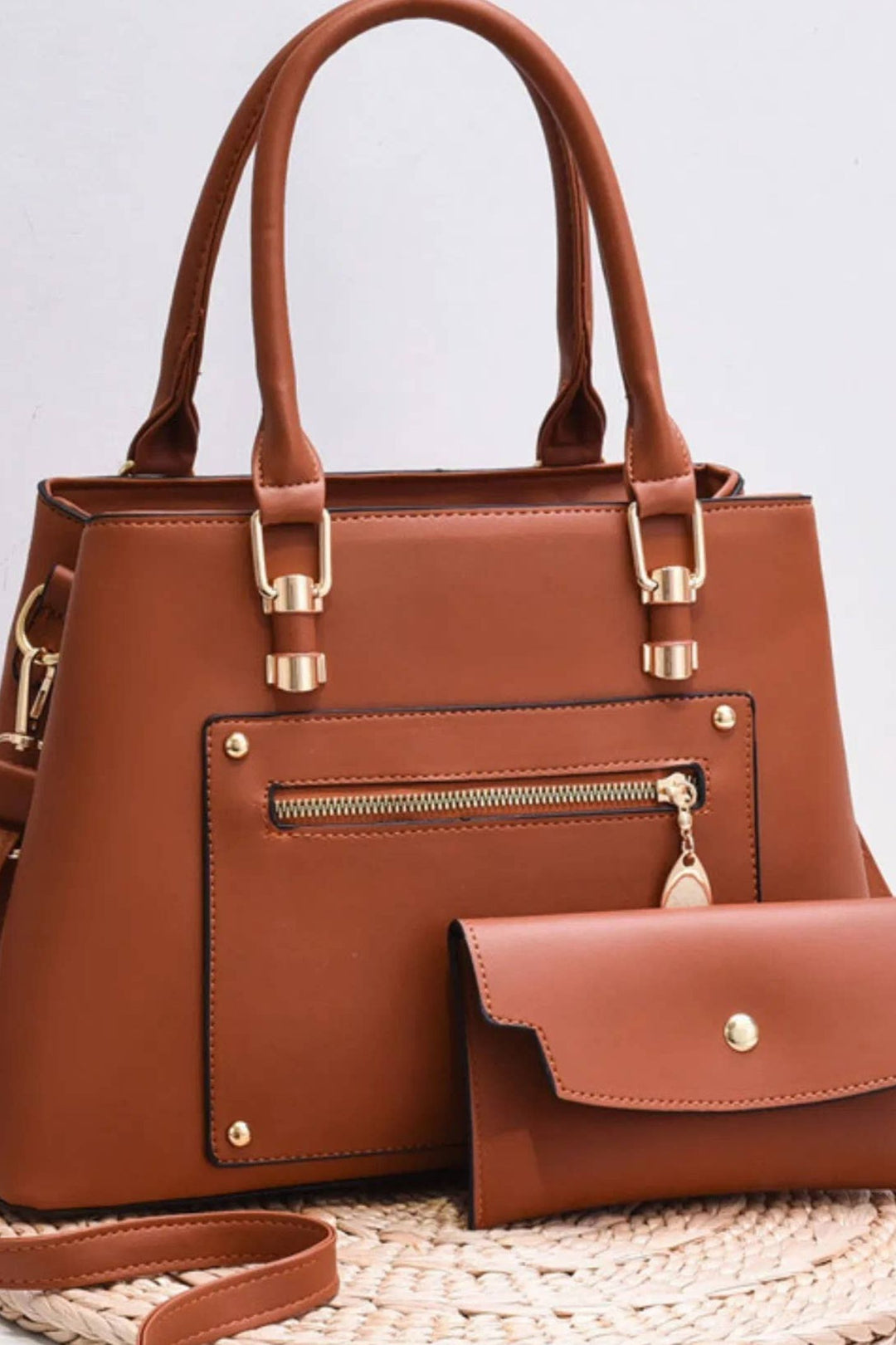 Tan Top Handle Bag & Coin Purse