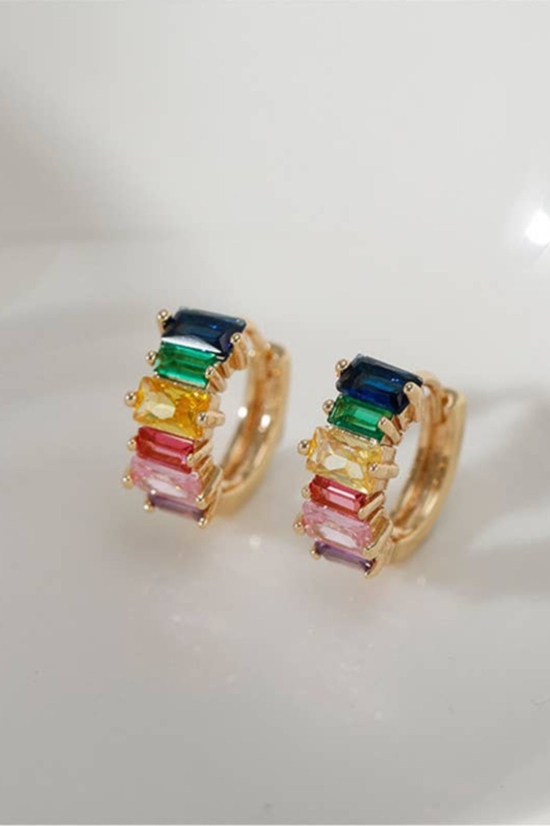 Multi Coloured Crystal Loop Earrings