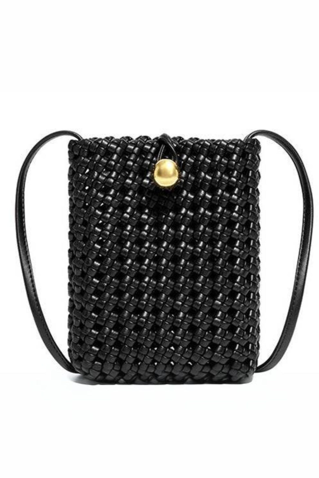 Woven Crossbody Phone Bag Black