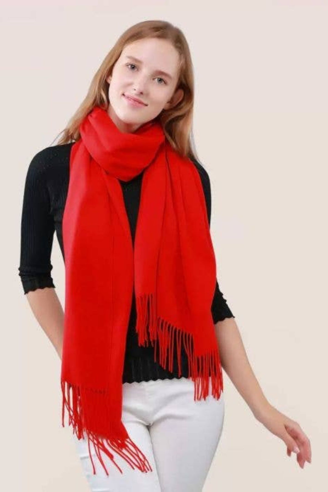 Plain Bright Red Pashmina