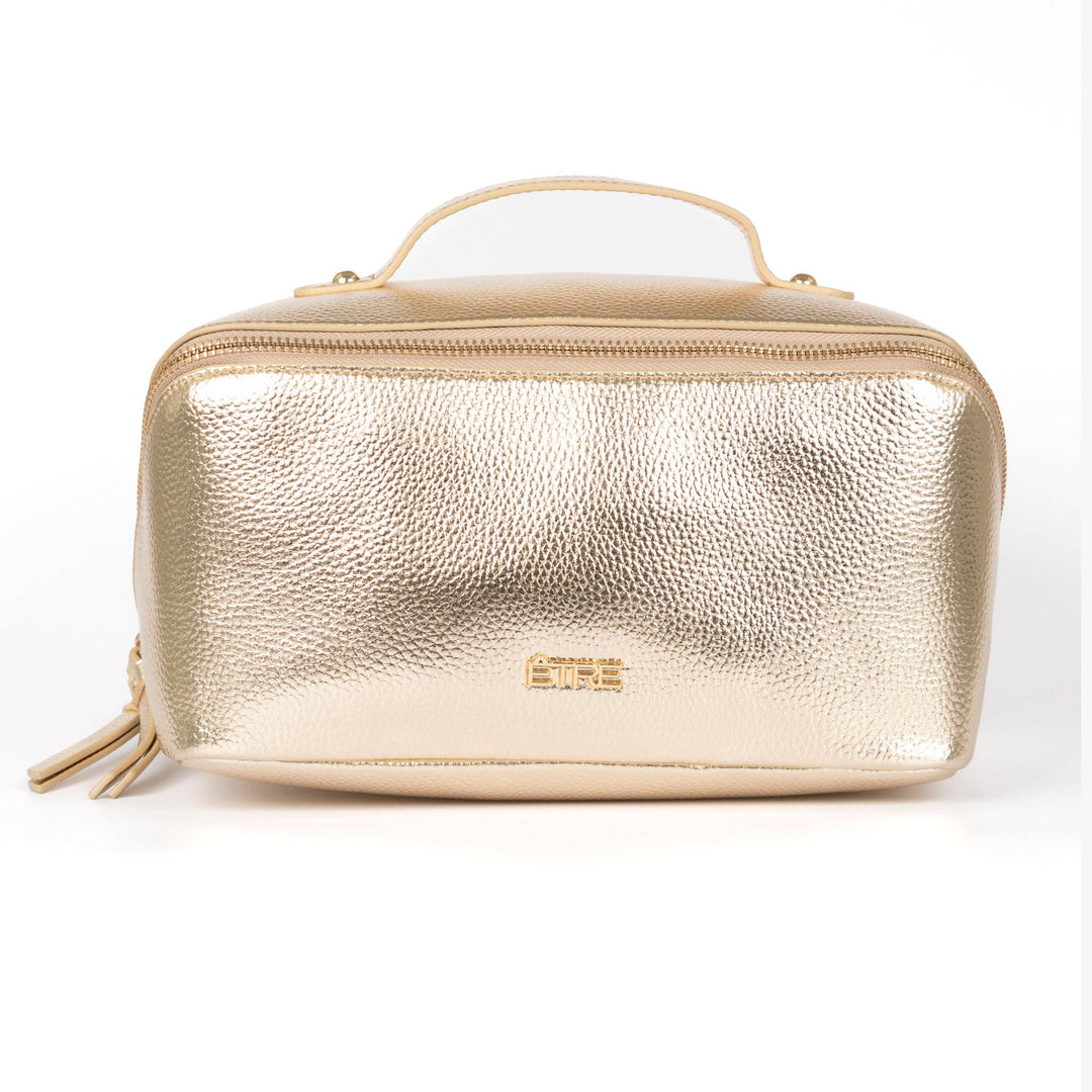 Gold Metallic Faux Leather Mila Vanity Case