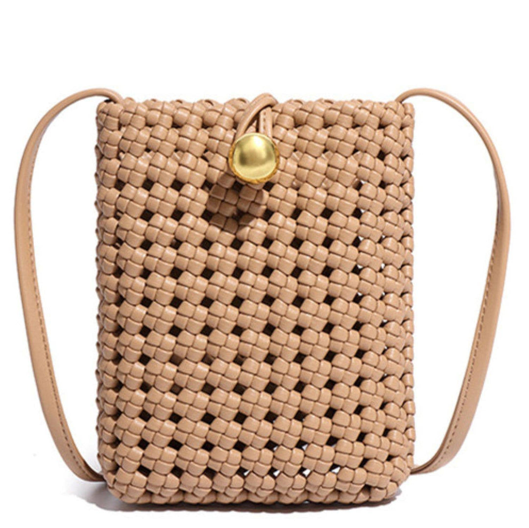 Woven Crossbody Phone Bag Beige