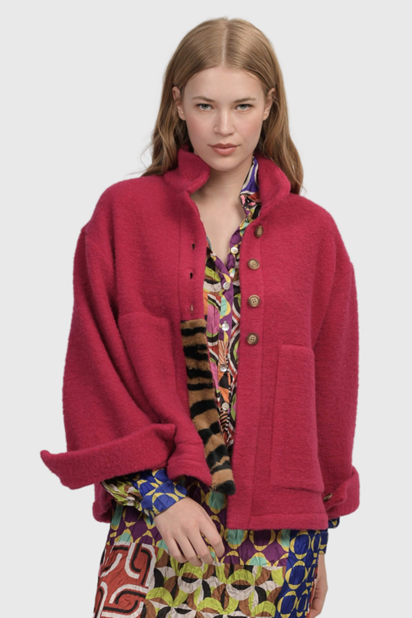 3540105 Fuschia Patterned Jacket