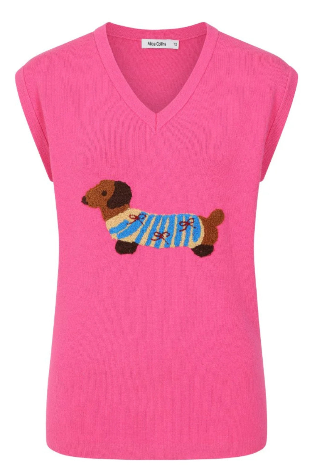 Alice Collins 035A902 Pink Sausage Dog Tank Top
