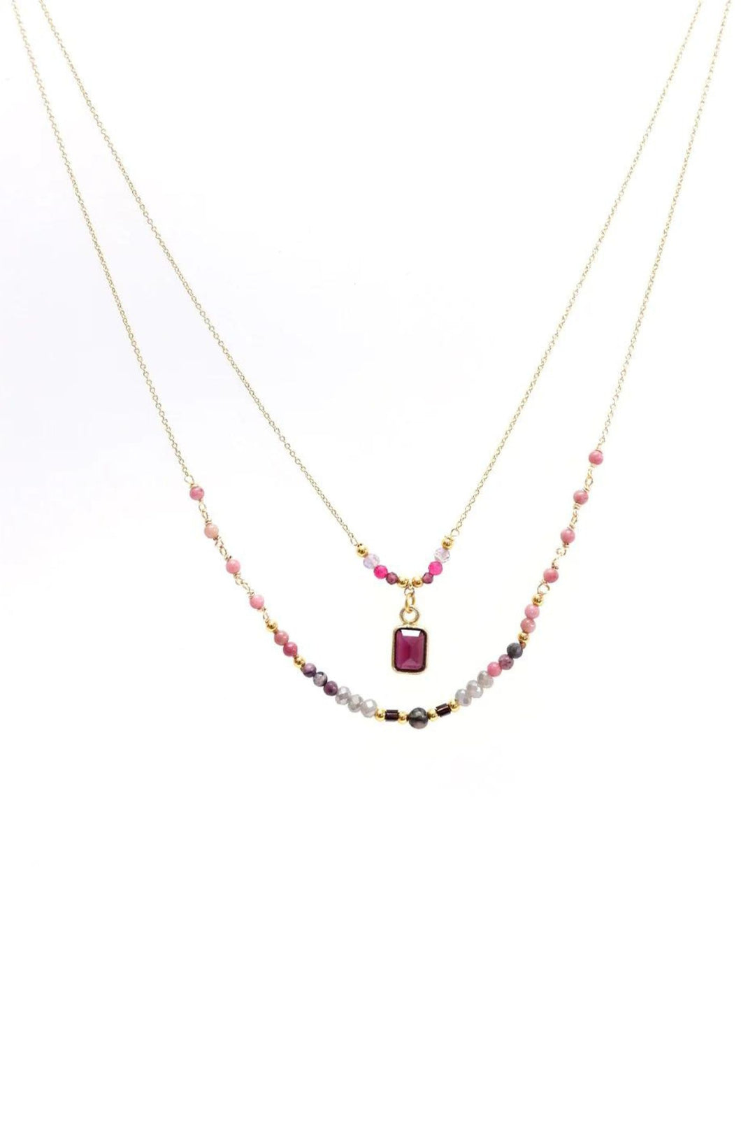 Annabella Moore LFN06-DR Garnet Multi Drop Necklace