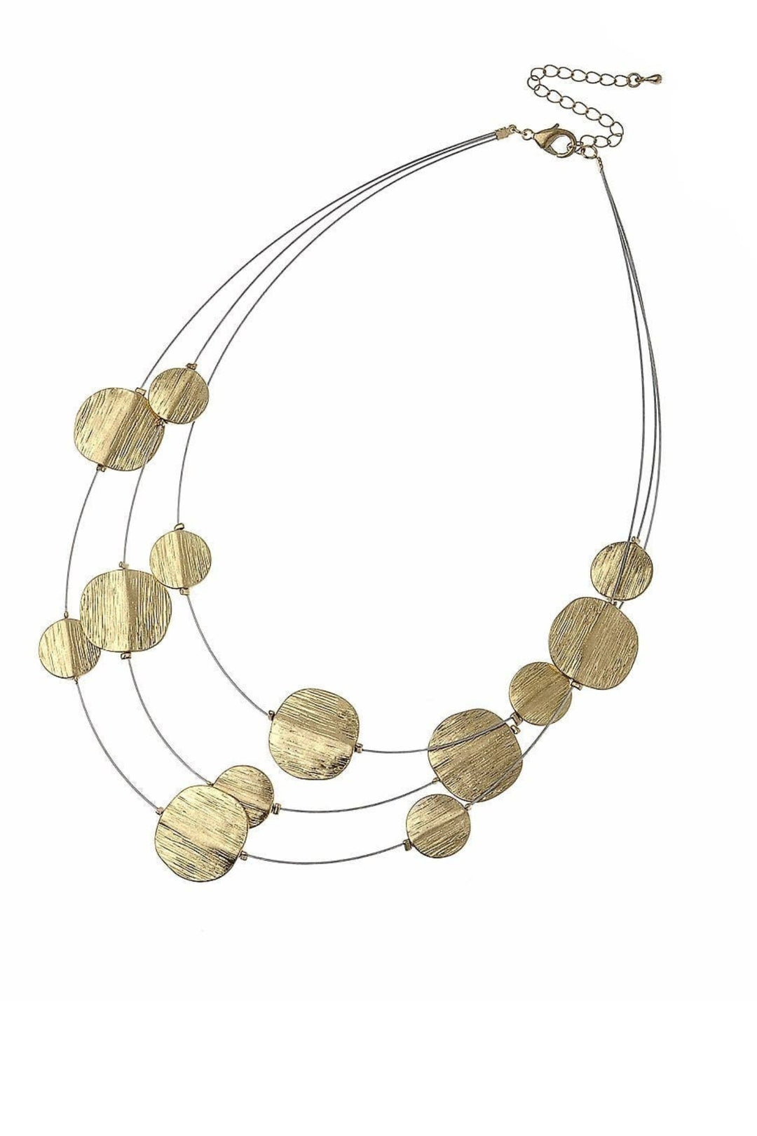 Antique Gold Triple Strand Wired Elegance Necklace