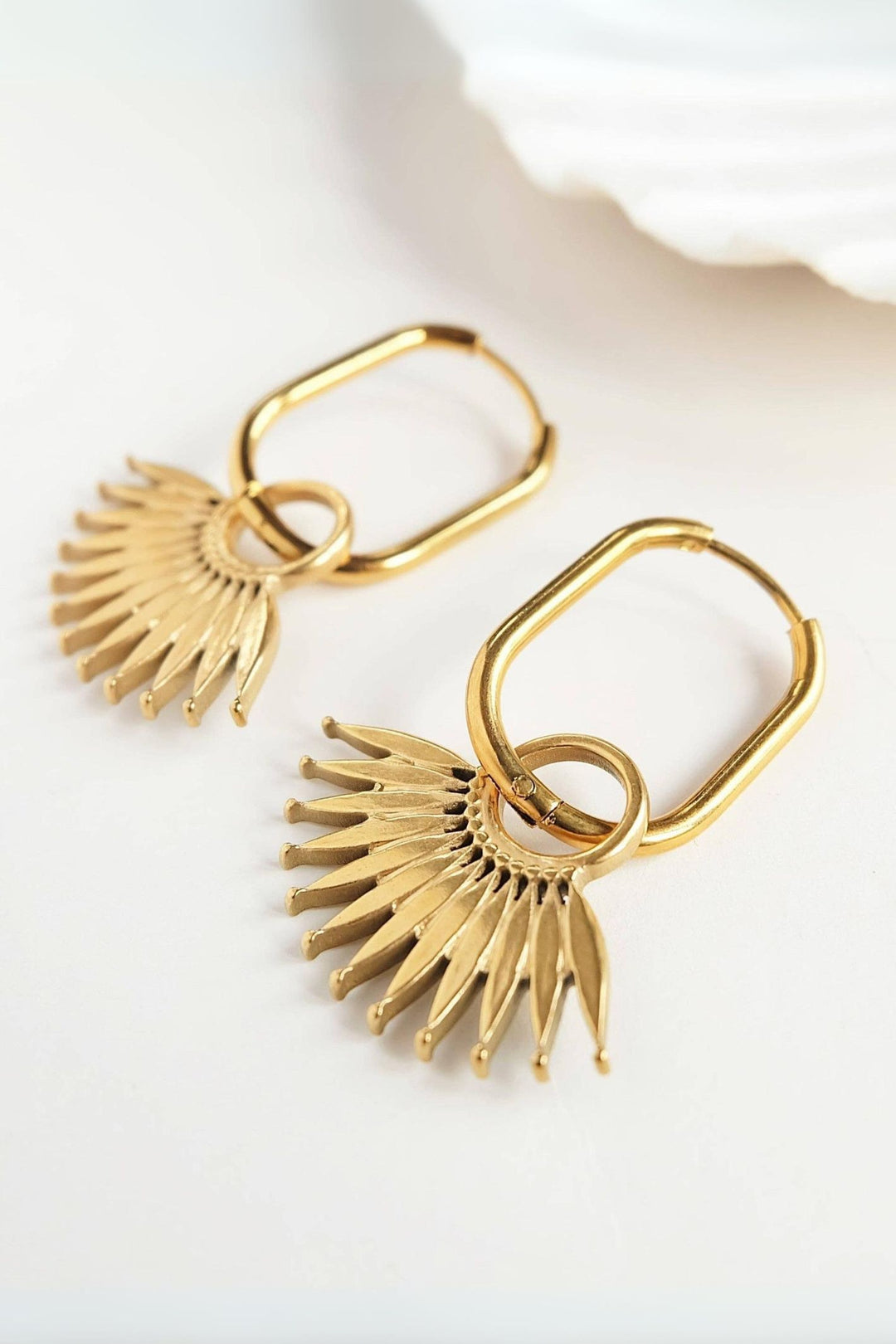 Augusta 18k Gold Plated Abstract Palm Leaf Earrings