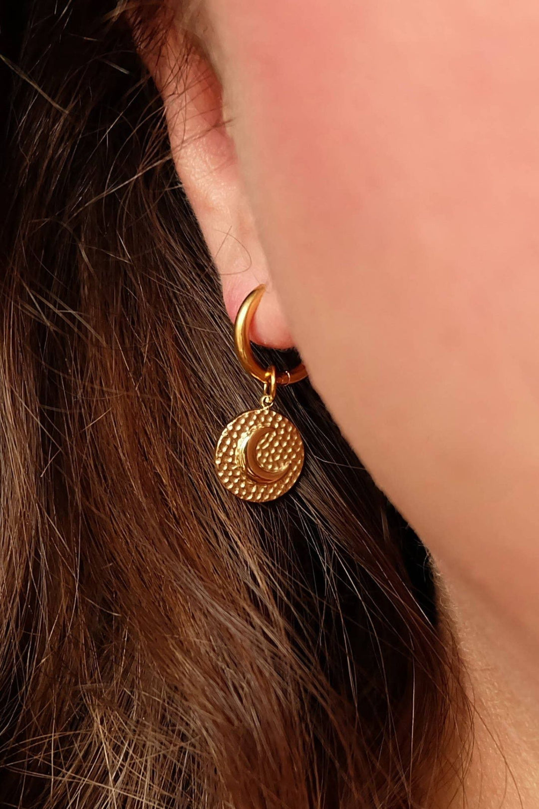 Augusta Gold Plated Moon Coin Earrings