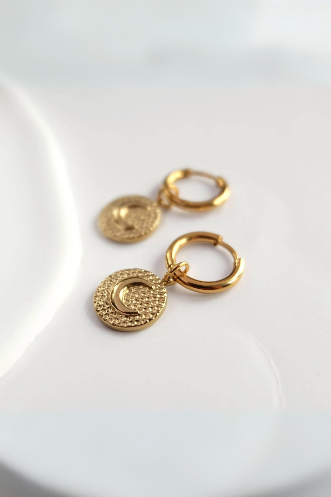 Augusta Gold Plated Moon Coin Earrings