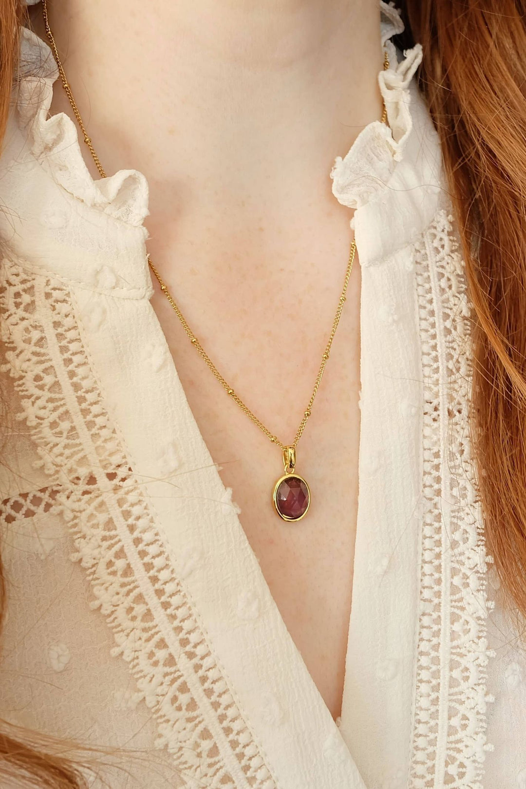 Augusta Minimalist Amethyst Gemstone Necklace