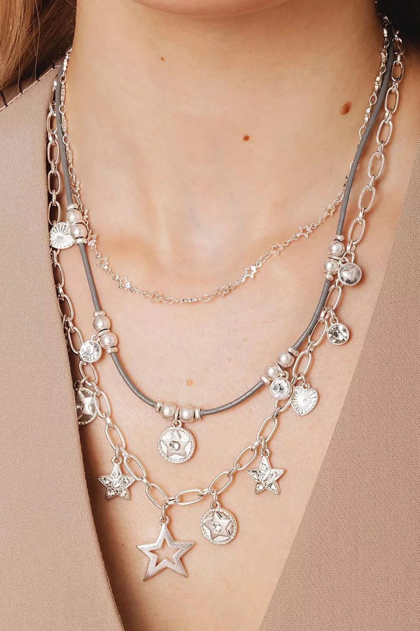 Bibi Bijoux Sliver Star Harmony Layered Necklace Experience Boutique
