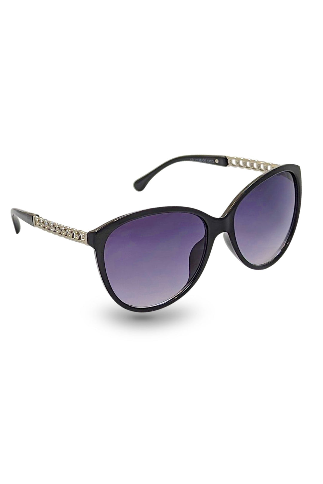 Black Polarized Ladies Fashion Sunglasses with Silver Arms