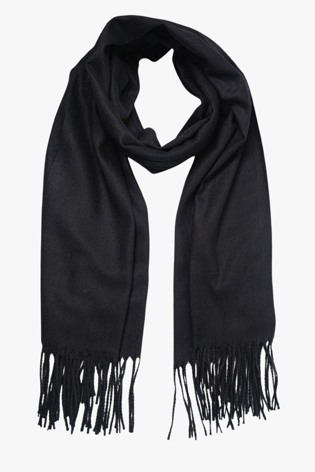 Black Soft Scarf With Tassels