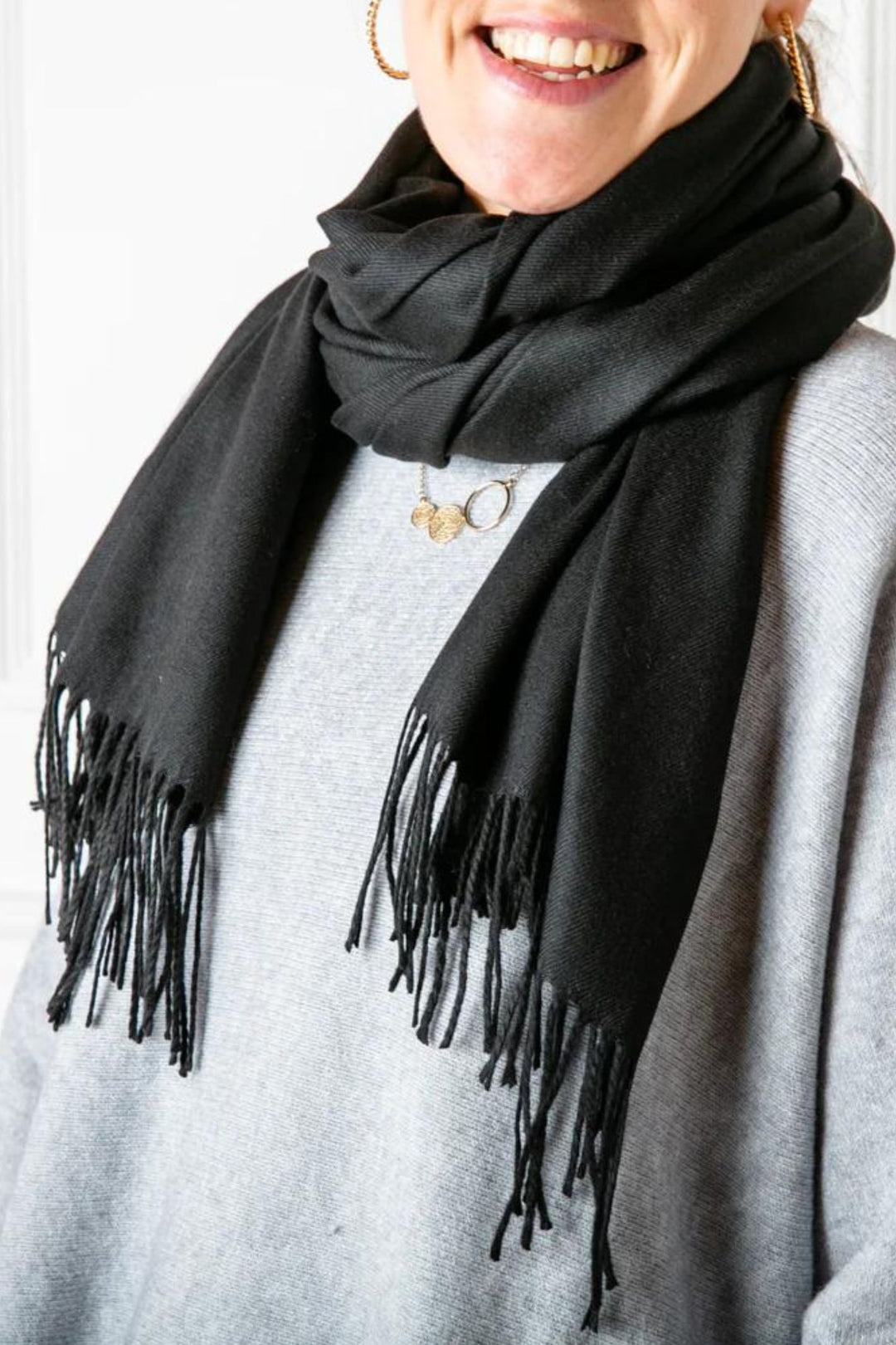 Black Super Soft Cashmere Mix Pashmina