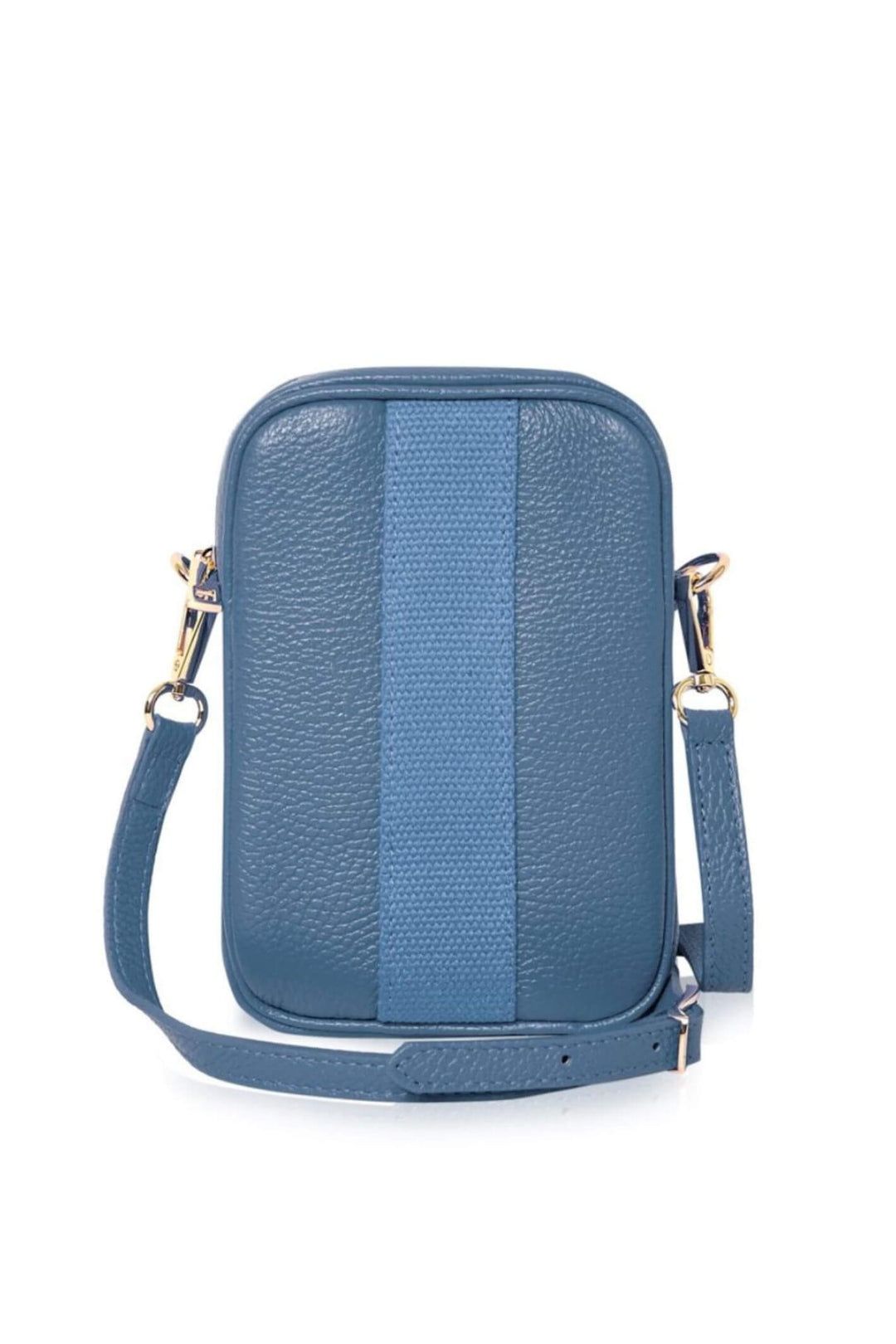 Blue Leather Canvas Detail Cross Body Phone Bag