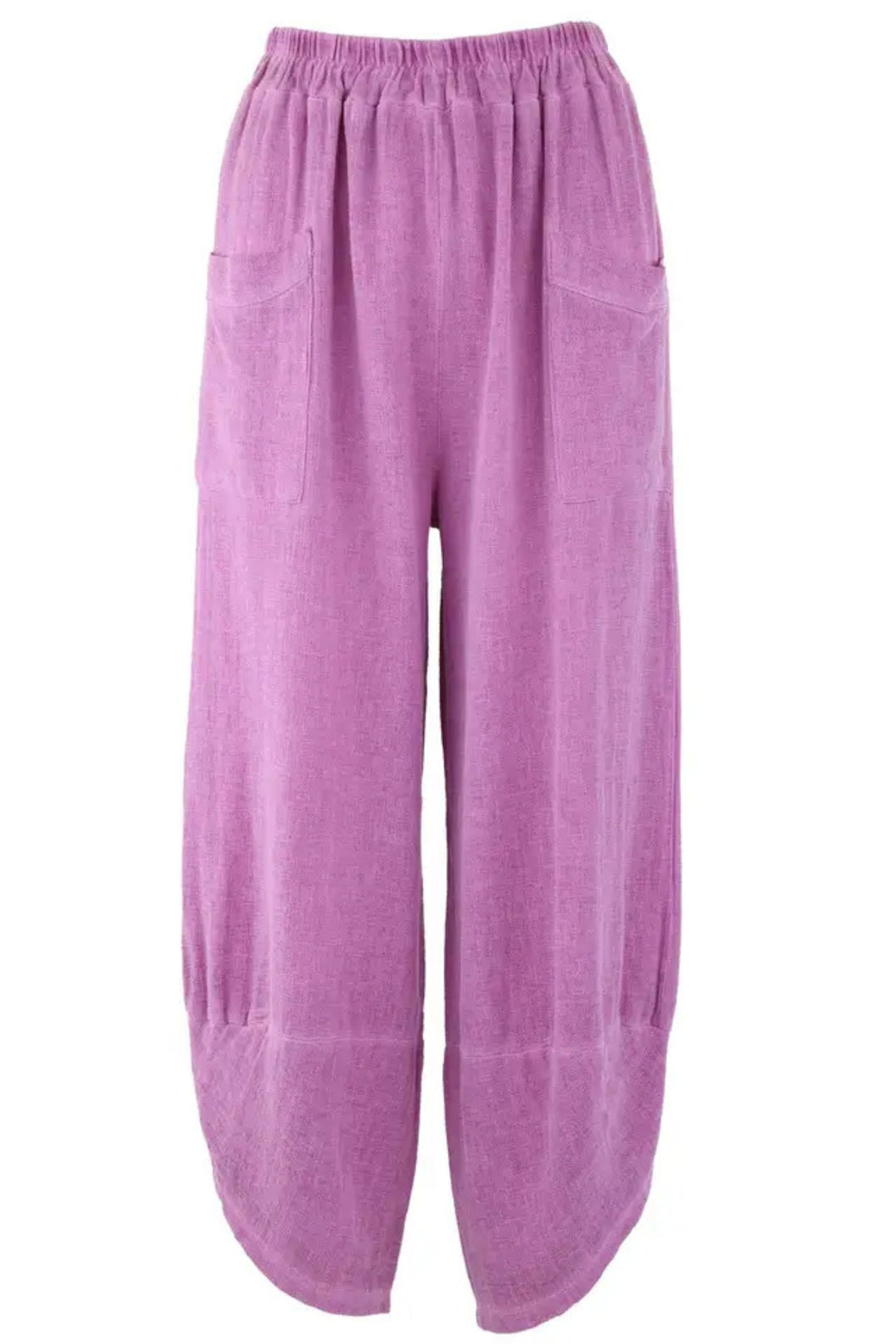 Cadenza Berry Pink Washed Linen Trousers