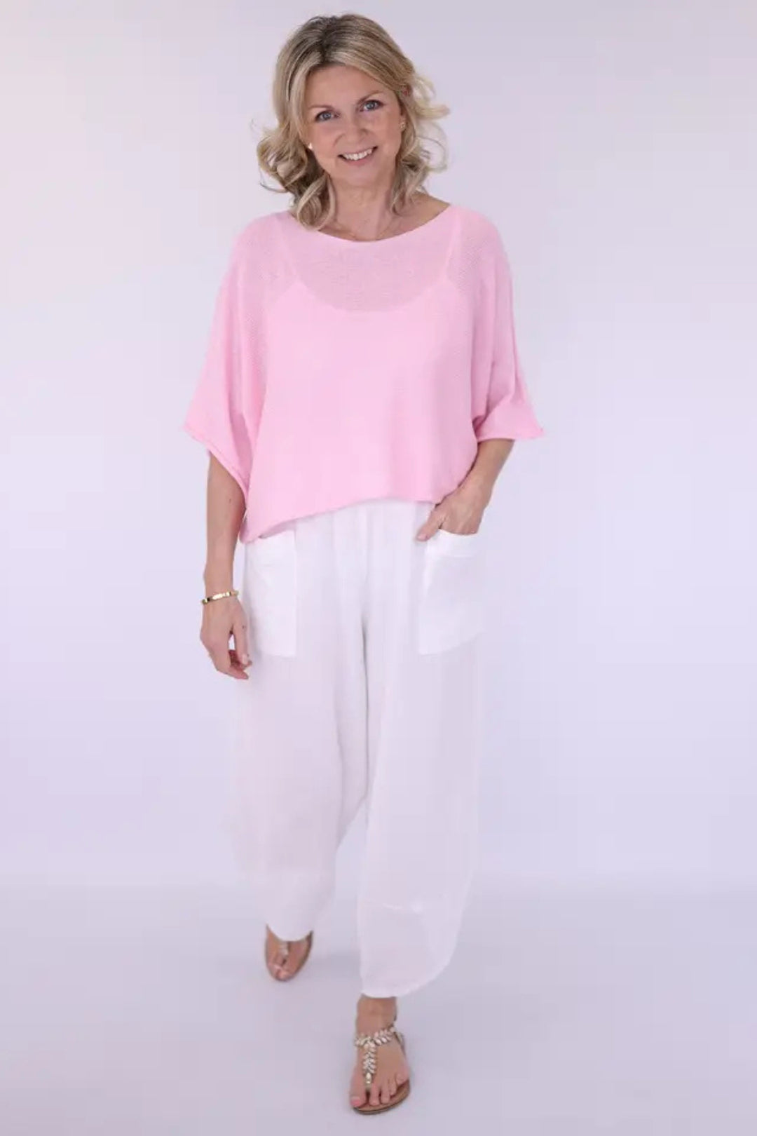 Cadenza White Washed Linen Trousers