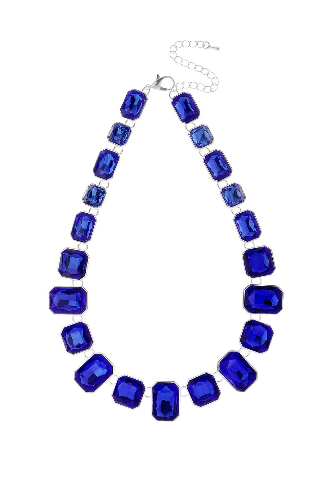 Cobalt Geometric Stones Silver Necklace
