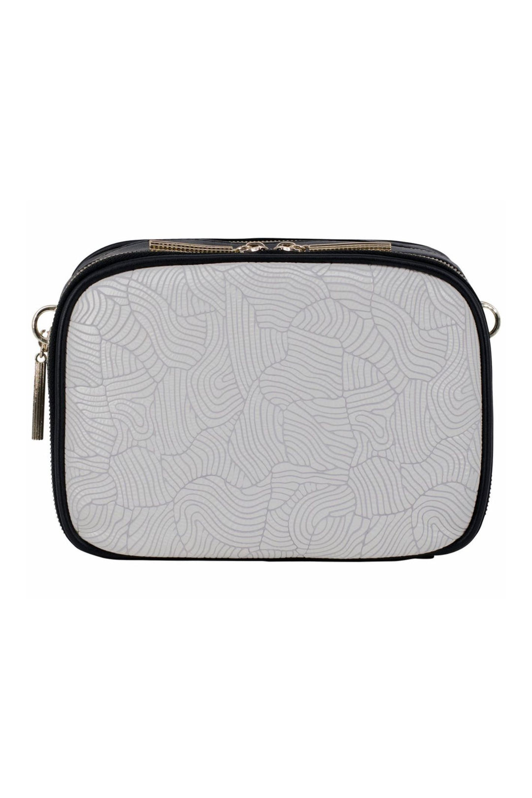 Cream Art Deco Leather Crossbody Handbag
