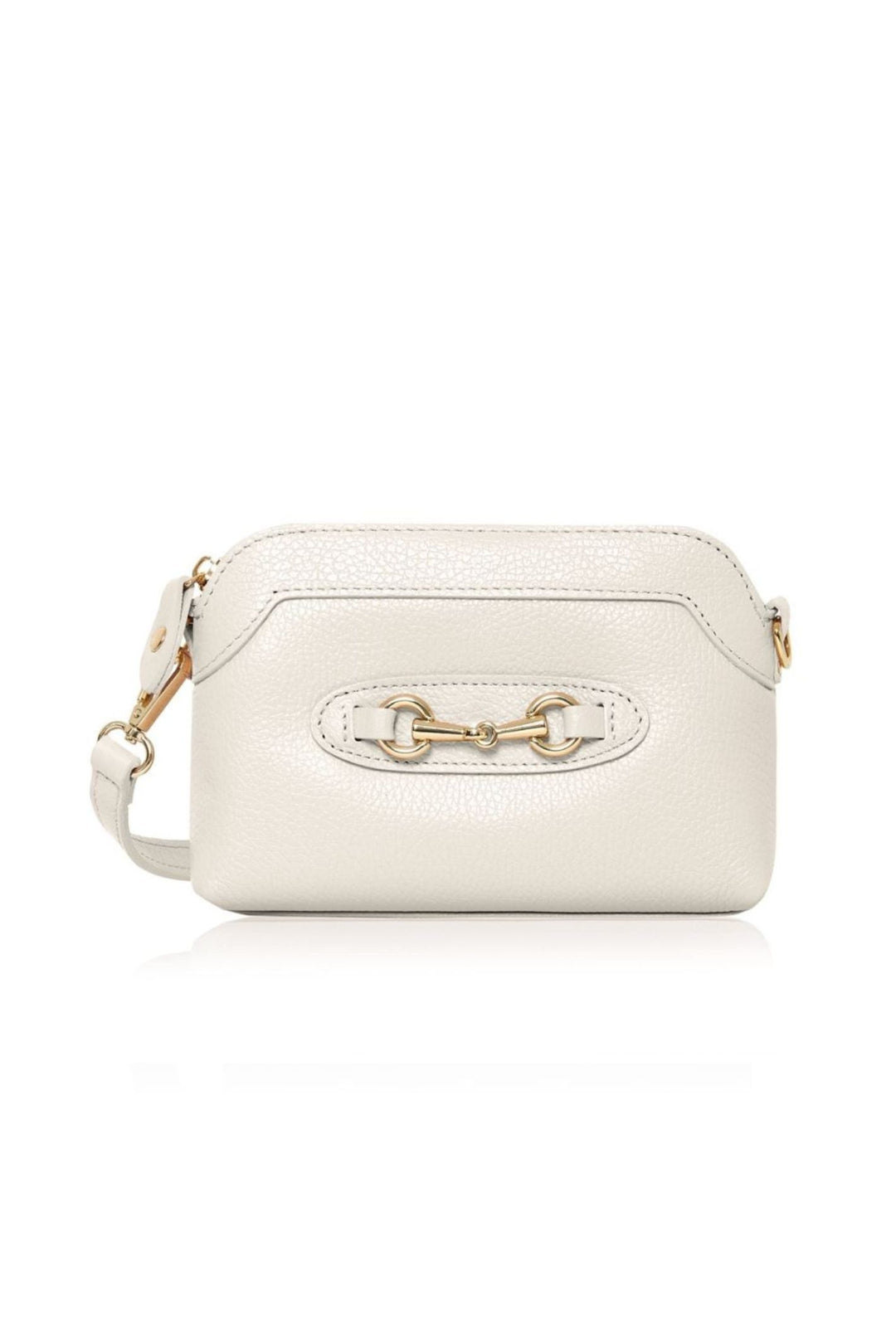 Cream Leather Gold Tone Cross Body Handbag