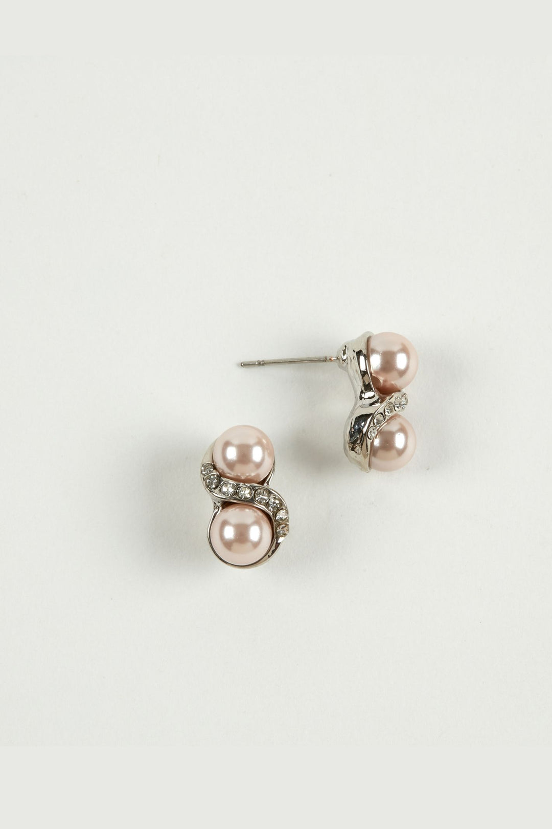 Dante E23508 Dusky Pink Pearl Diamante Swirl Earrings