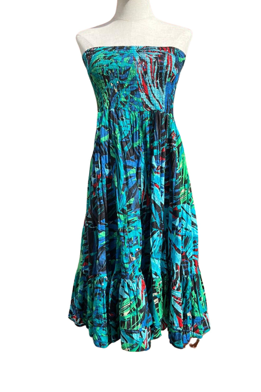 Dress Addict Jaja 315 Blue Leaf Print 2-in-1 Skirt Dress