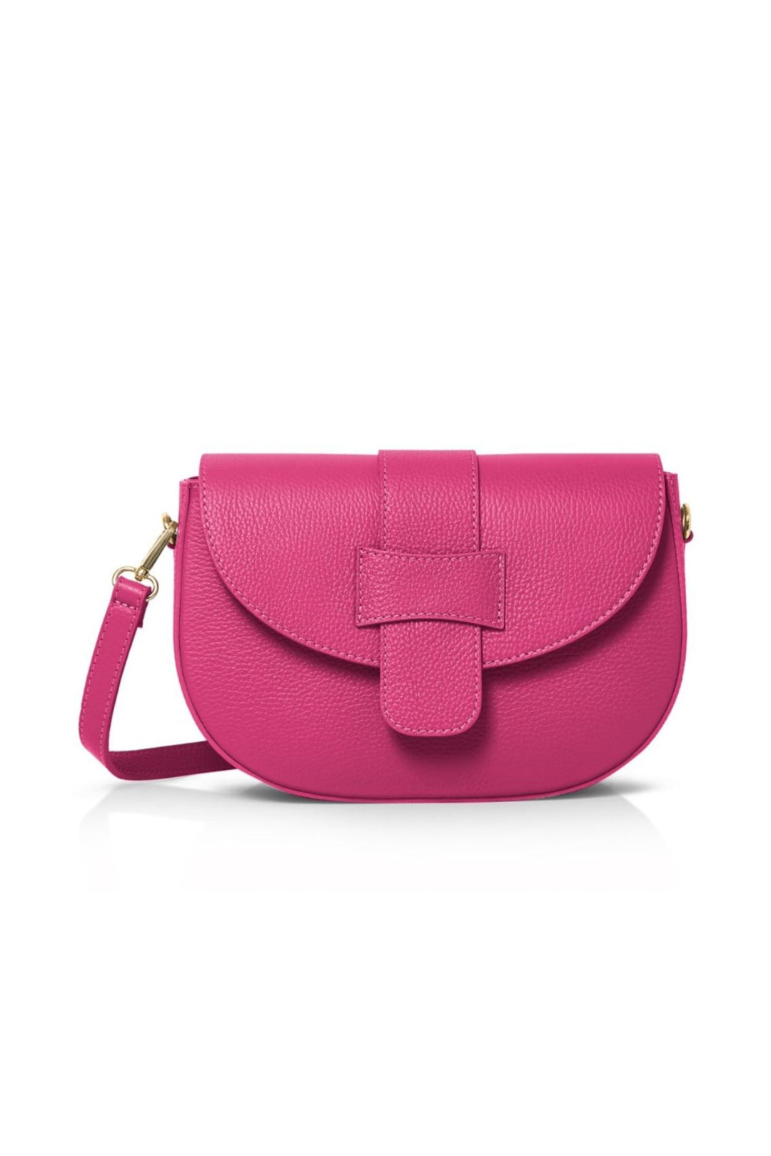 Fuchsia Leather Saddle Style Bag