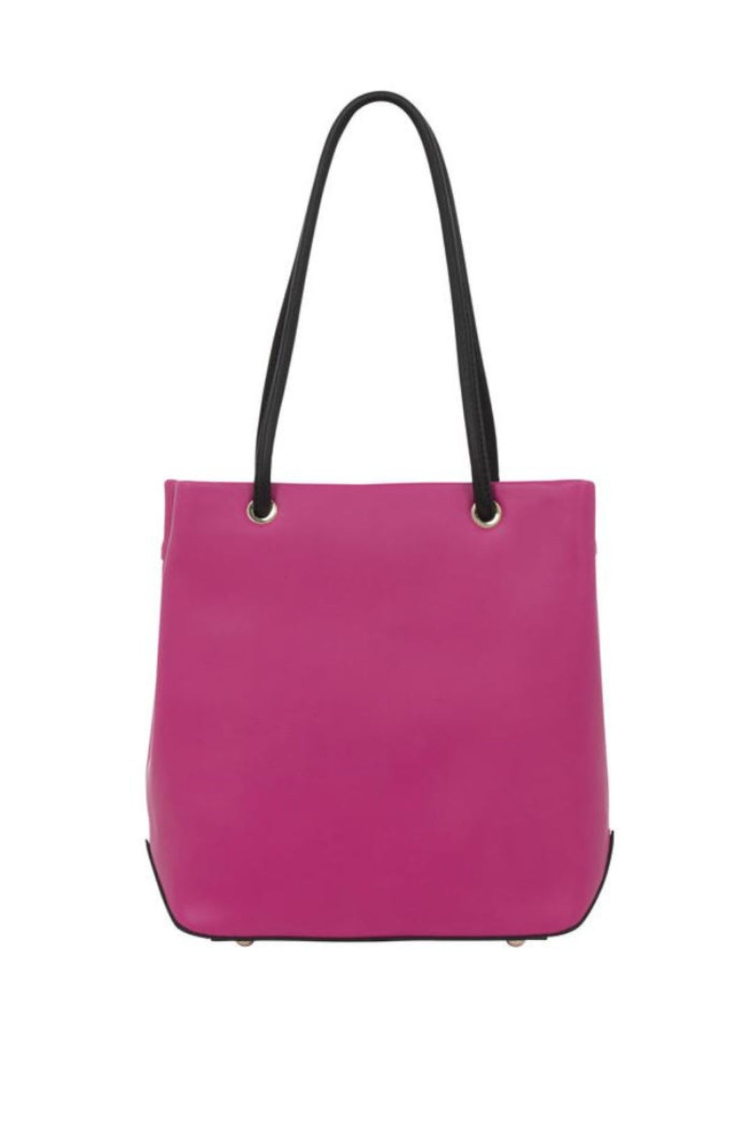 Fuchsia & Black Leather Tote Style Handbag