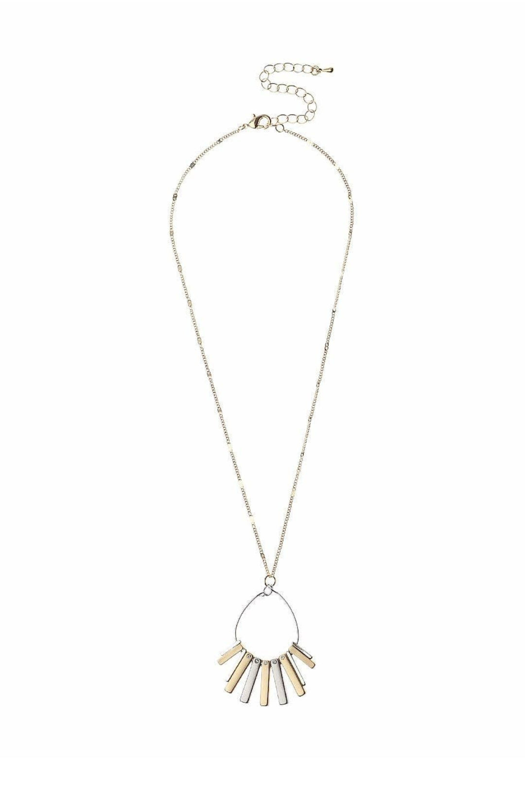 Gold Chain Necklace With Three Tone Bars