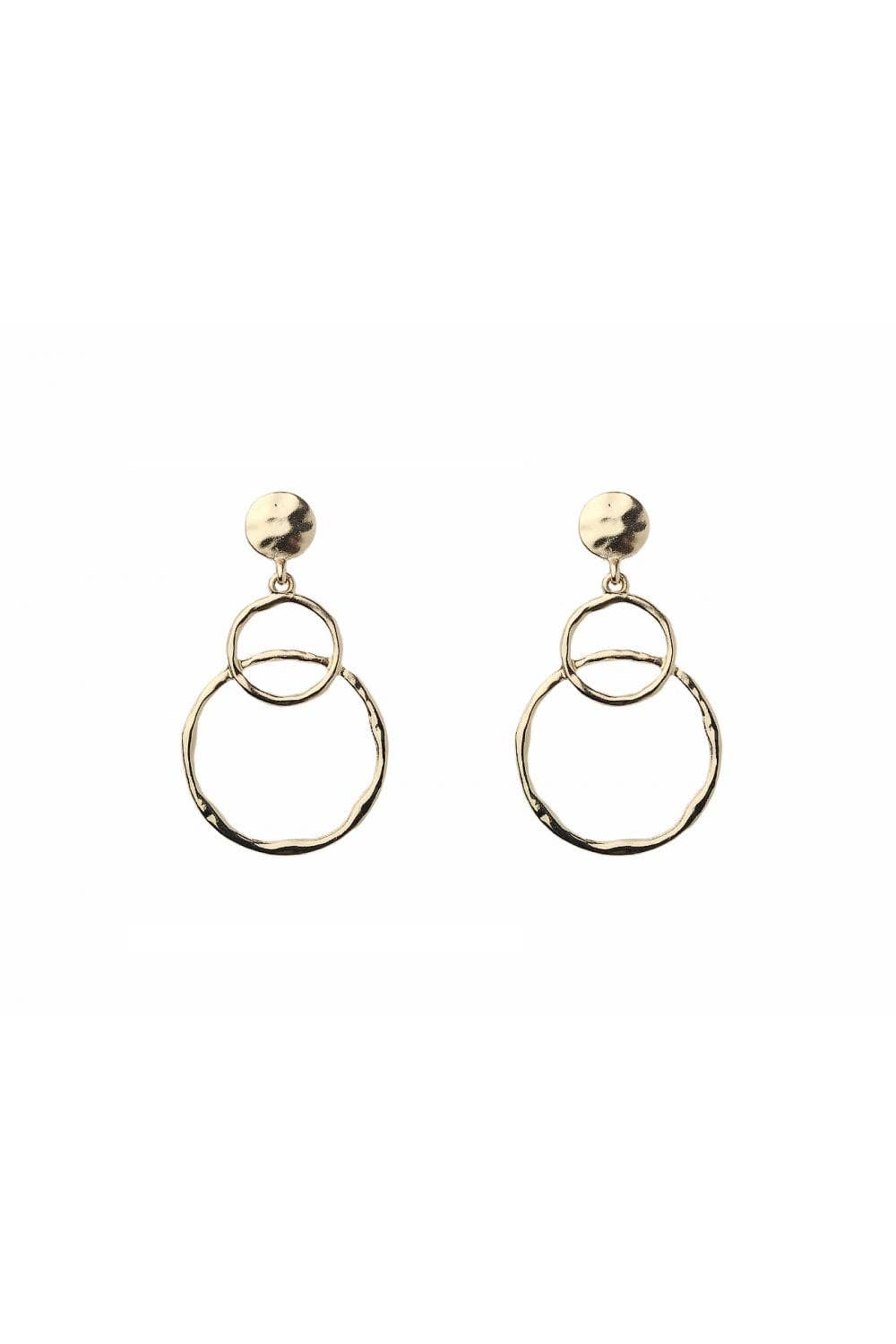 Gold Dual Hoop Dangle Stud Earring