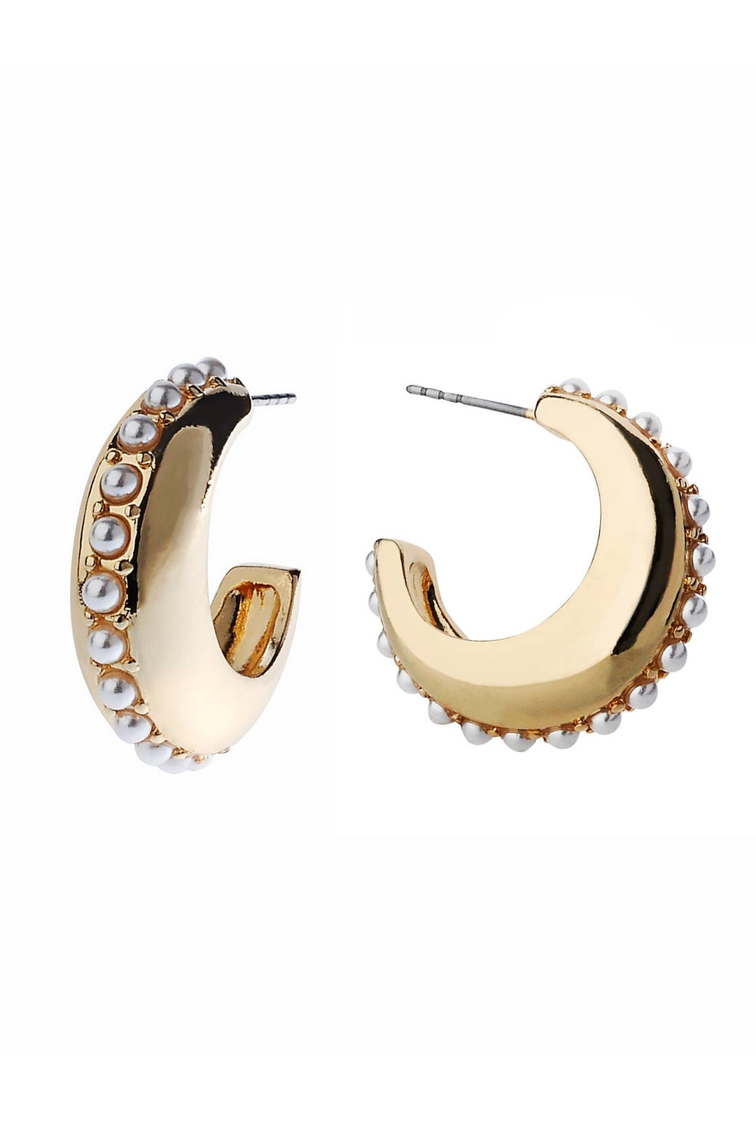 Gold Pearl Elegance Fusion Gold Hoop Earring