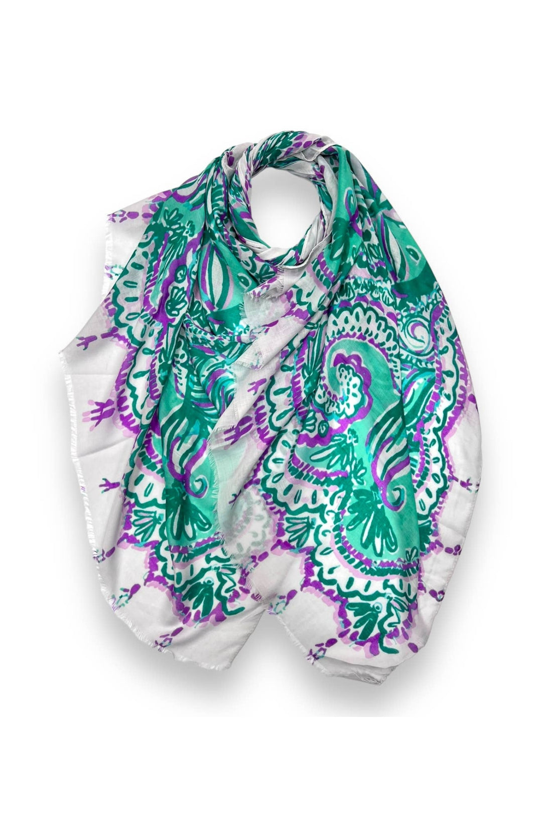 Green Paisley Lace Print Super Soft Scarf