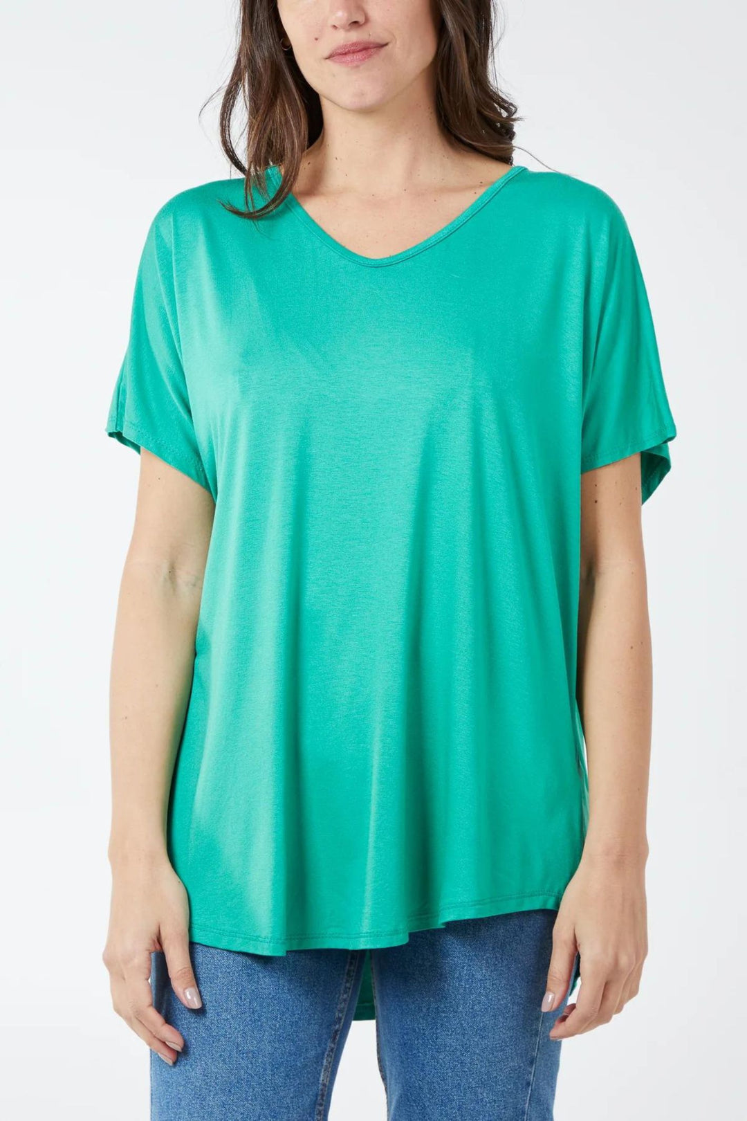 Green V-Neck Oversized T-Shirt