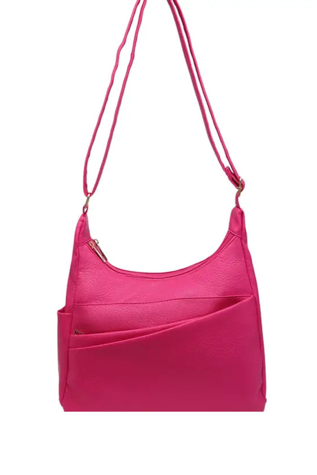 Hot Pink Faux Leather Cross Over Handbag