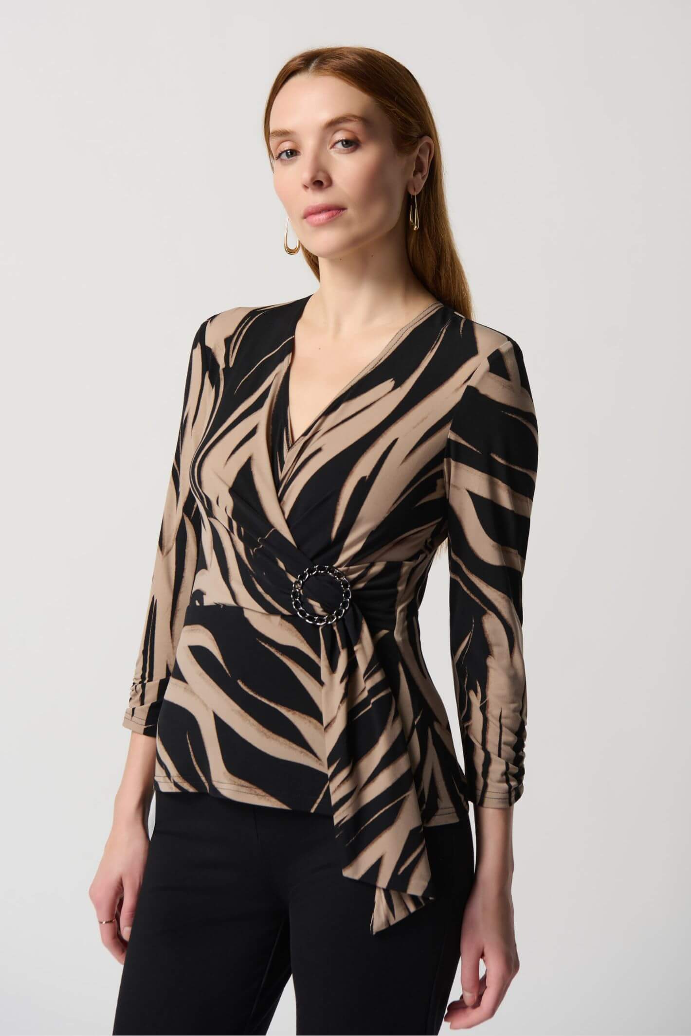 Joseph Ribkoff Women's Silky Knit Abstract Print Wrap Dress 244238 Col 178