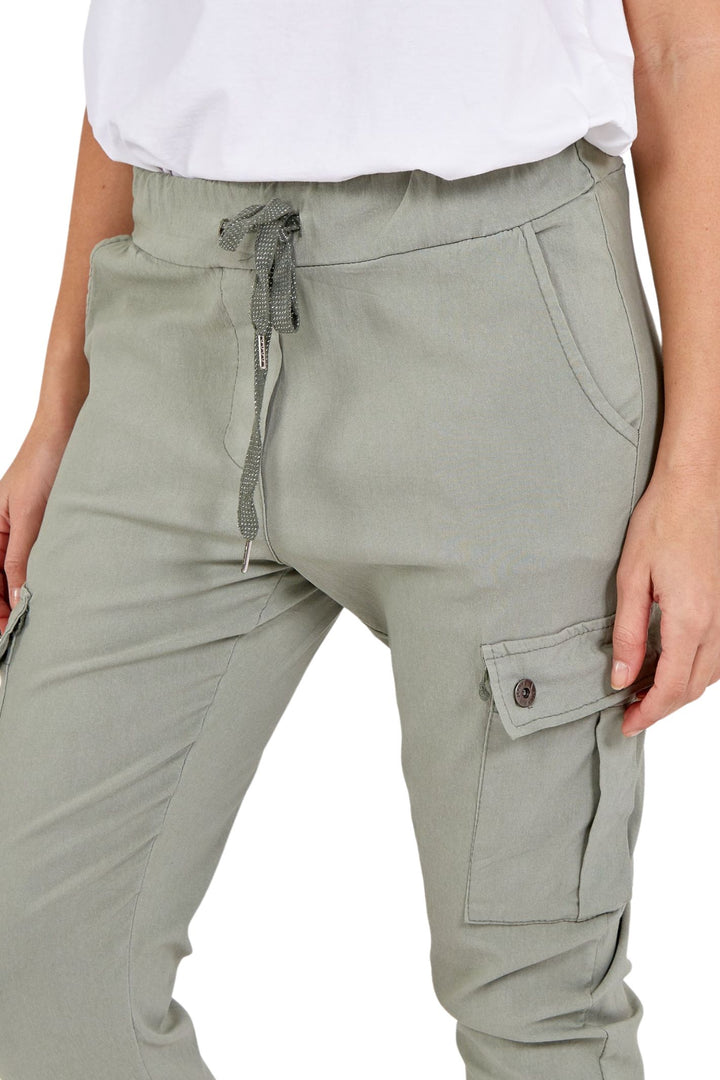 Khaki Cargo Stretch Pull-On Trousers