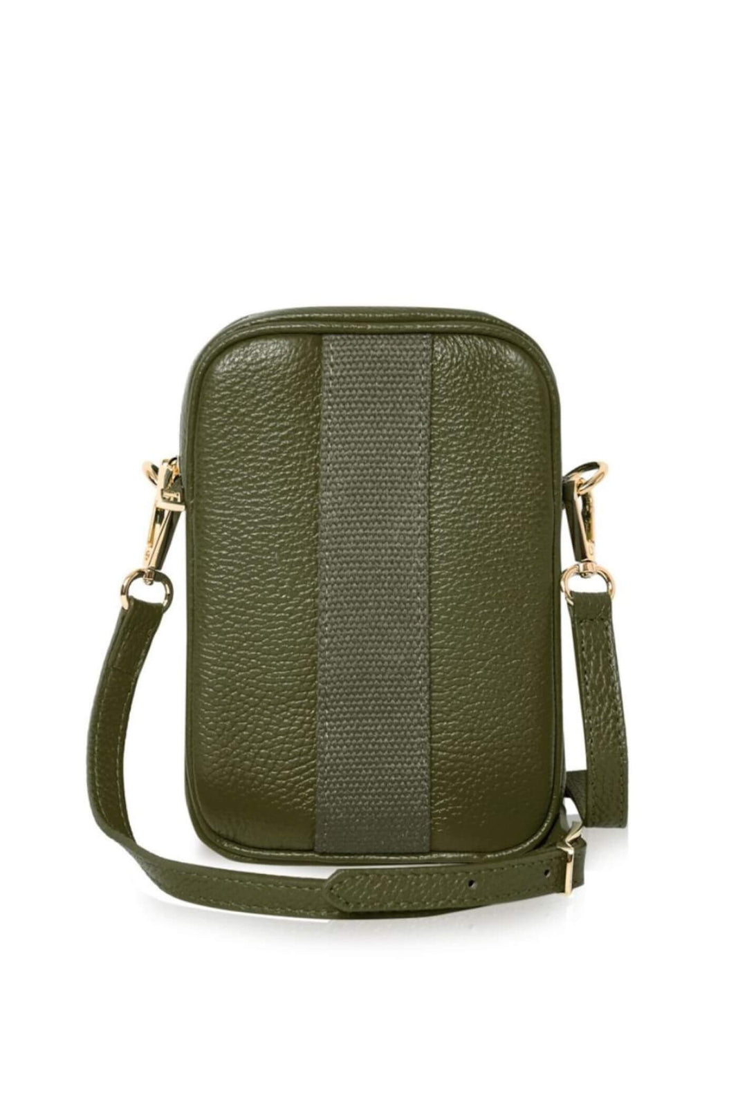 Khaki Leather Canvas Detail Cross Body Phone Bag