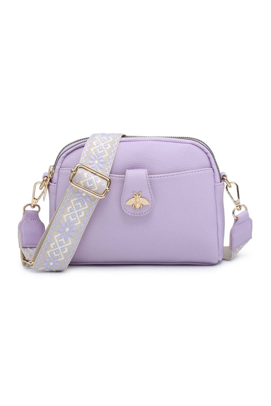 Lavender Double Compartment Crossbody Bee Handbag