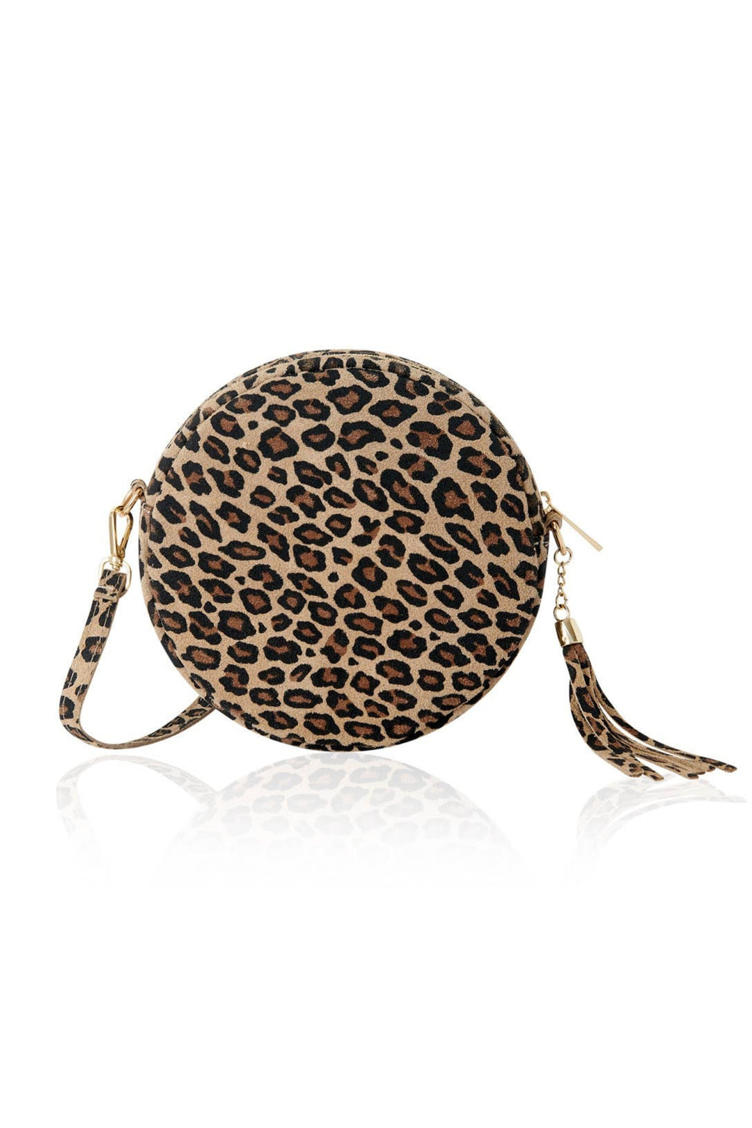 Leopard Print Tan Leather Circle Bag