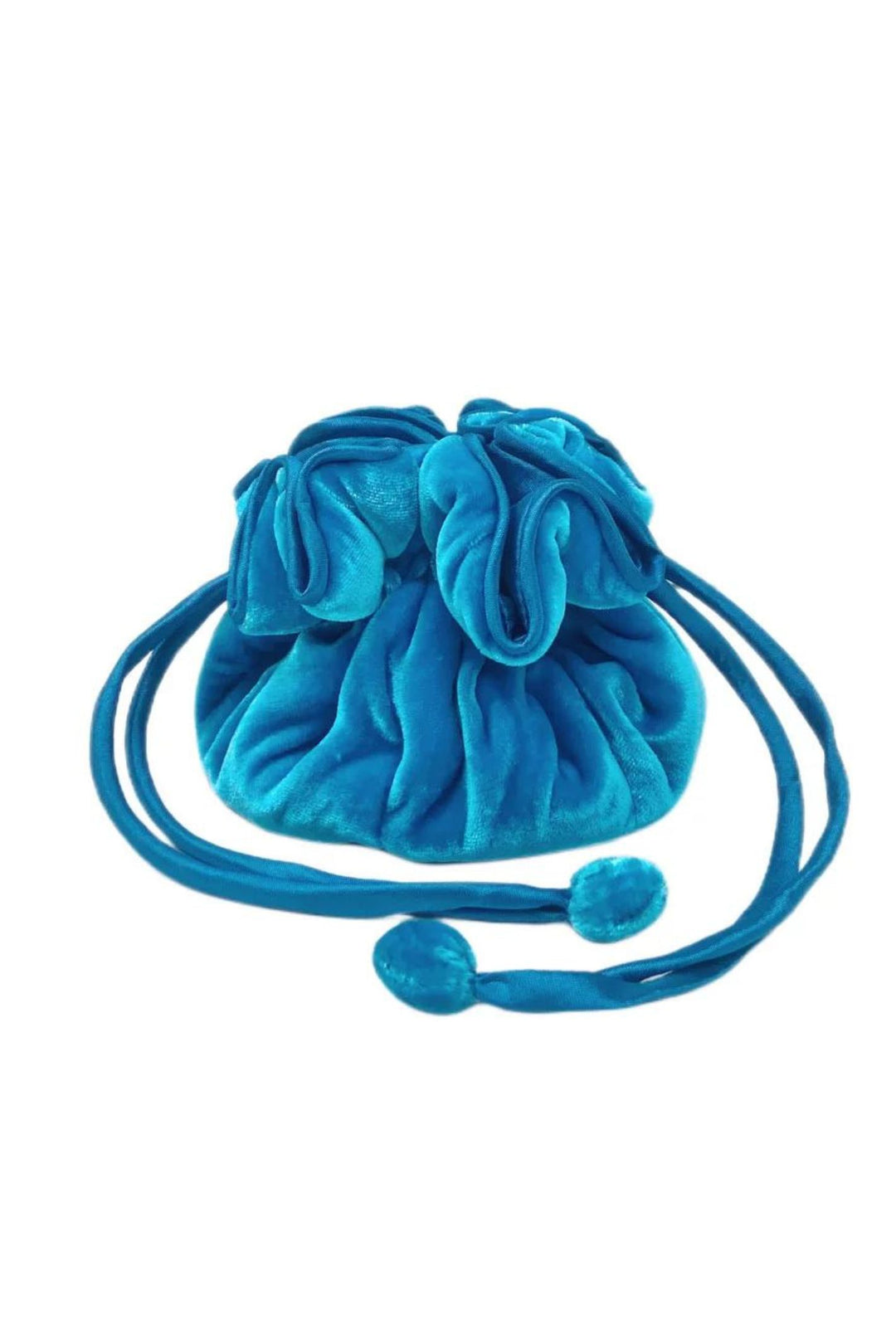 Lua Aqua Blue Velvet Drawstring Pouch