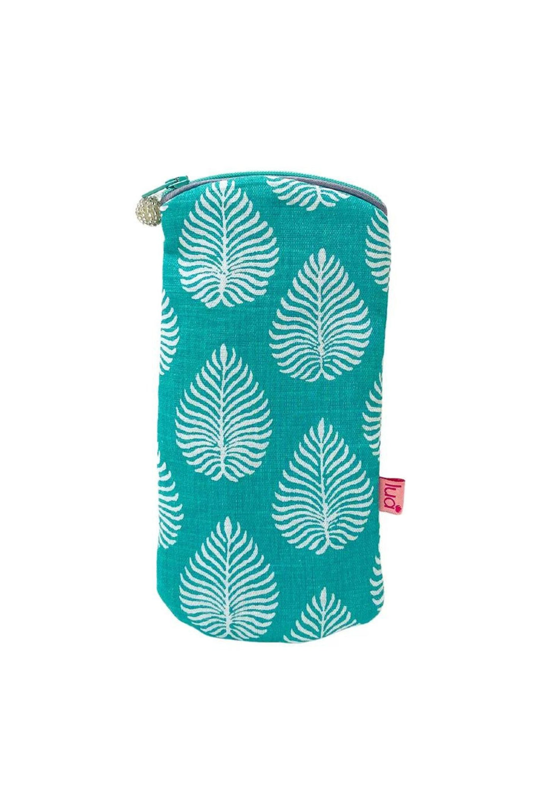 Lua Aqua Leaf Print Zipped Soft Glasses Case