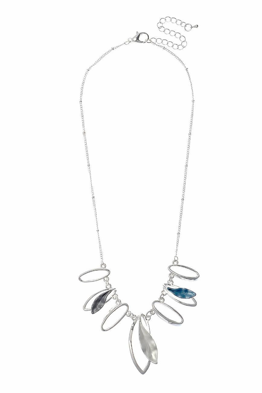Metallic Silver Leaf Cascade Necklace