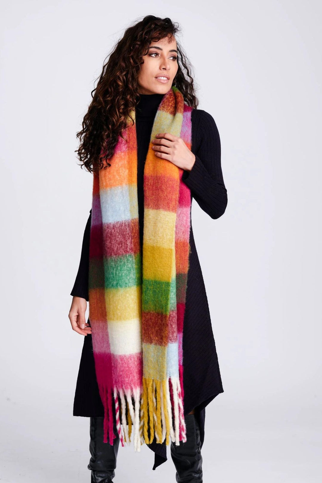 Multi-Coloured Warm Woven Oversized Scarf