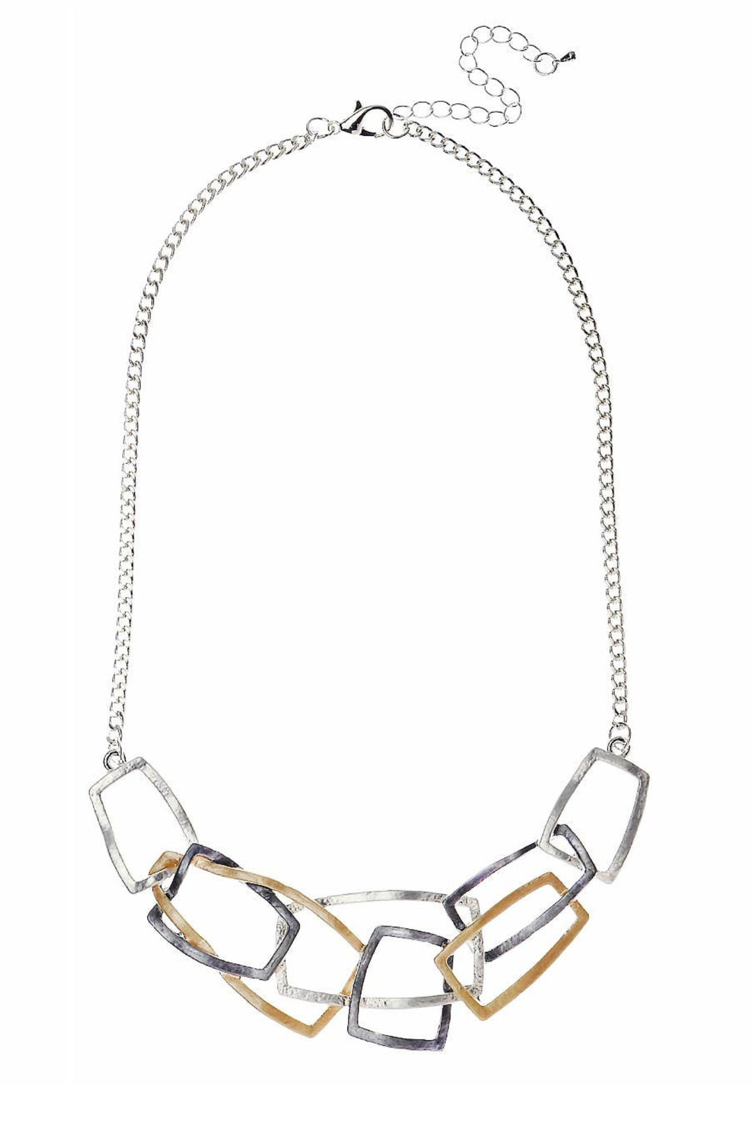 Multi-Tone Urban Chic Rectangle Link Chain Necklace