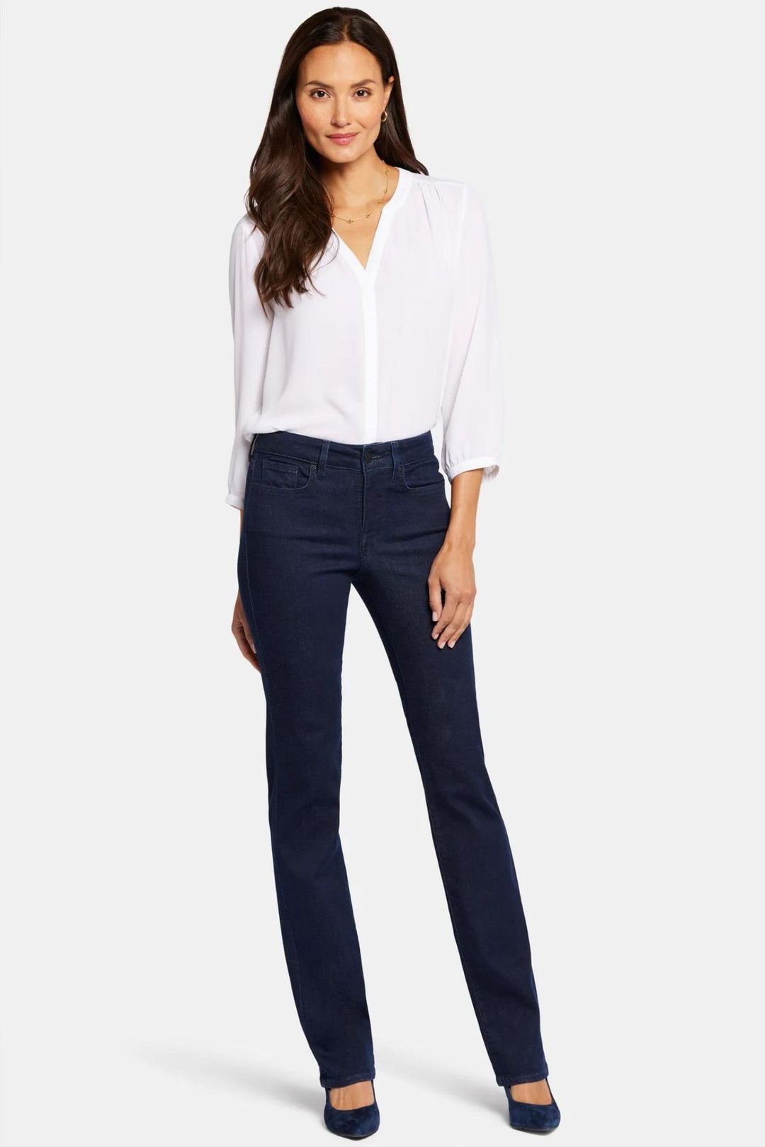 NYDJ Marilyn MPRIMS8517 Blue Rinse Straight Leg Jeans - Experience Boutique