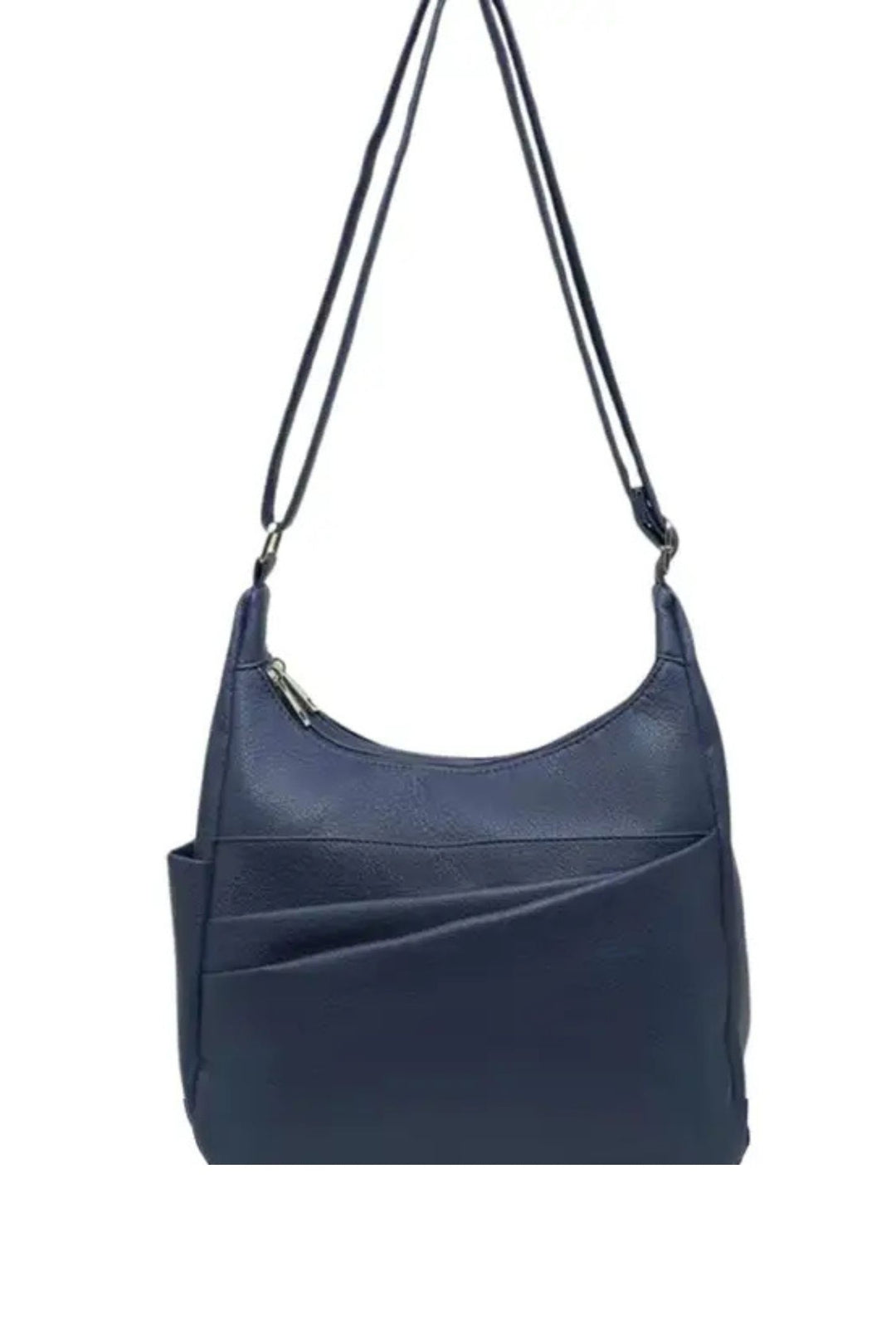 Navy Faux Leather Cross Over Handbag