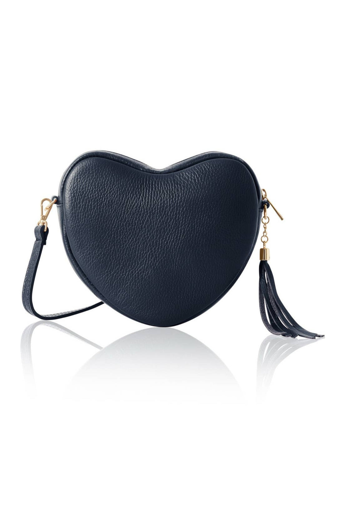 Navy Handmade Leather Heart Bag