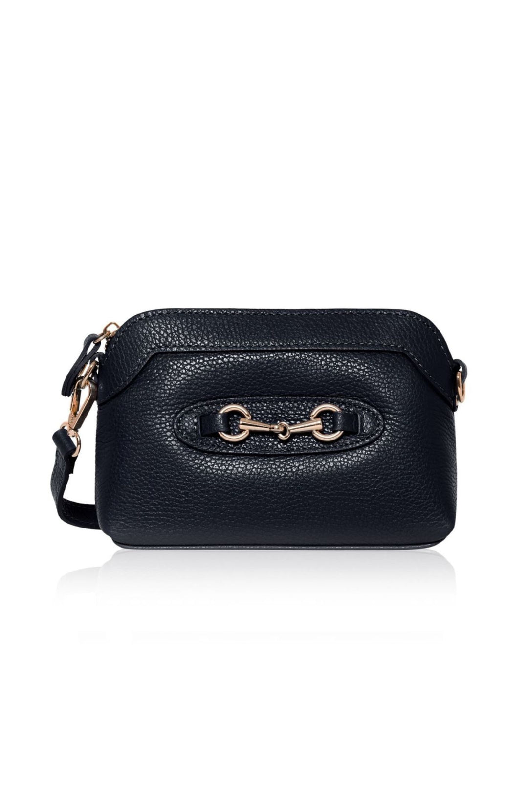 Navy Leather Gold Tone Cross Body Handbag